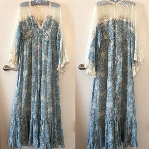 VTG 70s Gunne Sax maxi dress 11 black label rare